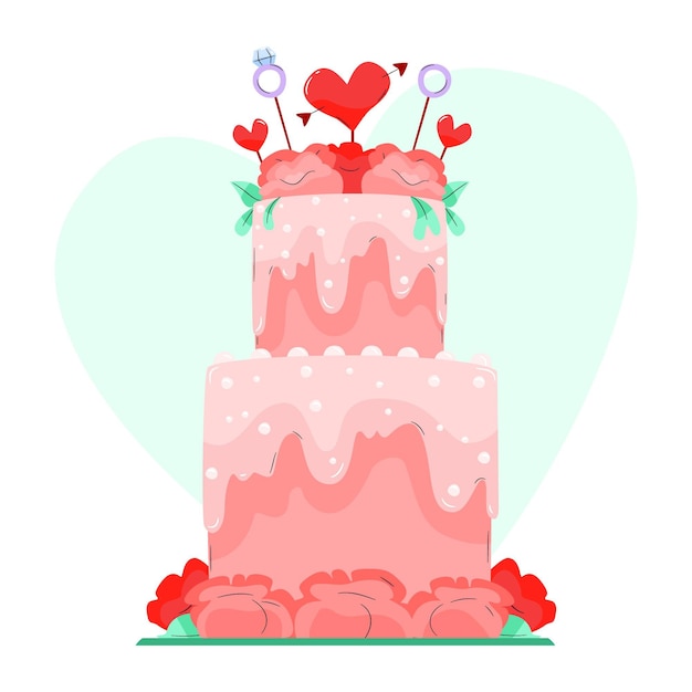 Free vector delicious wedding cake with topper