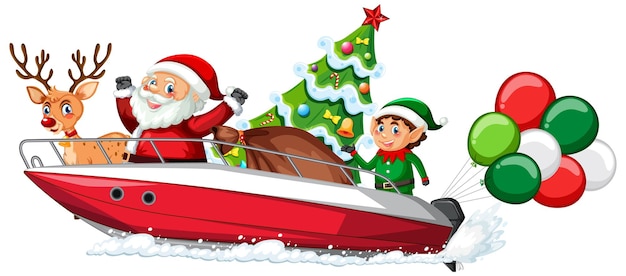 Free vector delivery christmas gift on speed boat