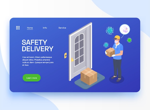 Delivery company service isometric landing page banner