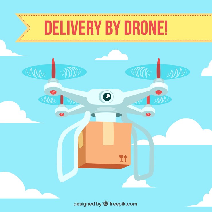 Free Vector delivery concept with drone carrying a box