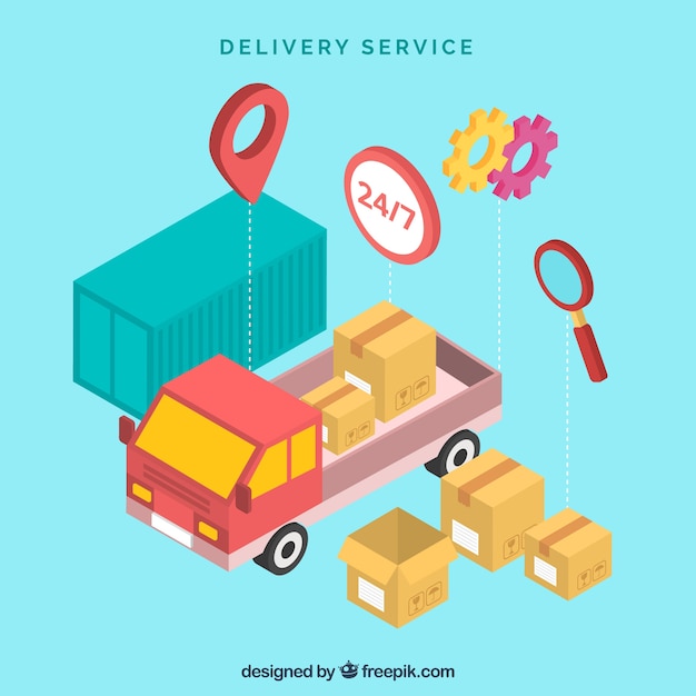 Delivery concept with isometric perspective