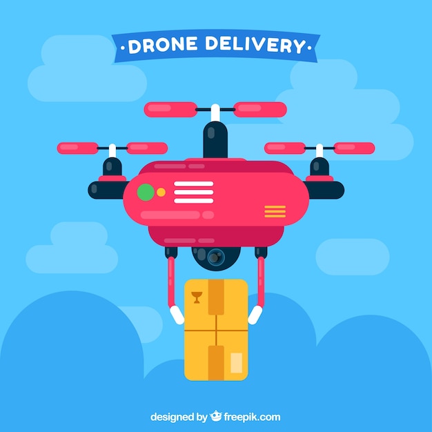 Free vector delivery concept with modern drone