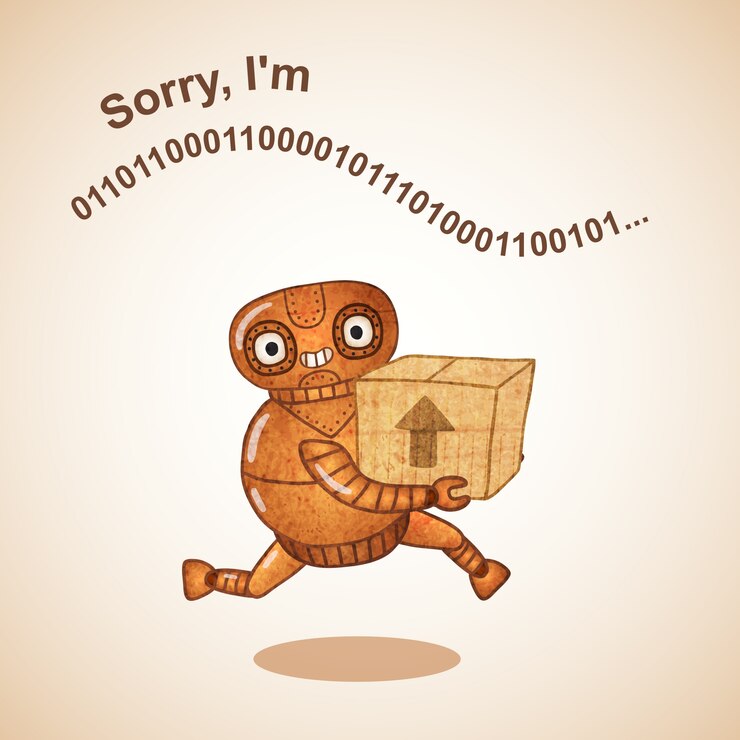 Free Vector delivery cyborg runs with container