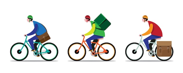 Free vector delivery drivers ride bicycles to deliver products according to the orders the customers have ordered. flat vector illustration design