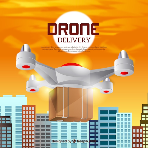 Free vector delivery drone design in city