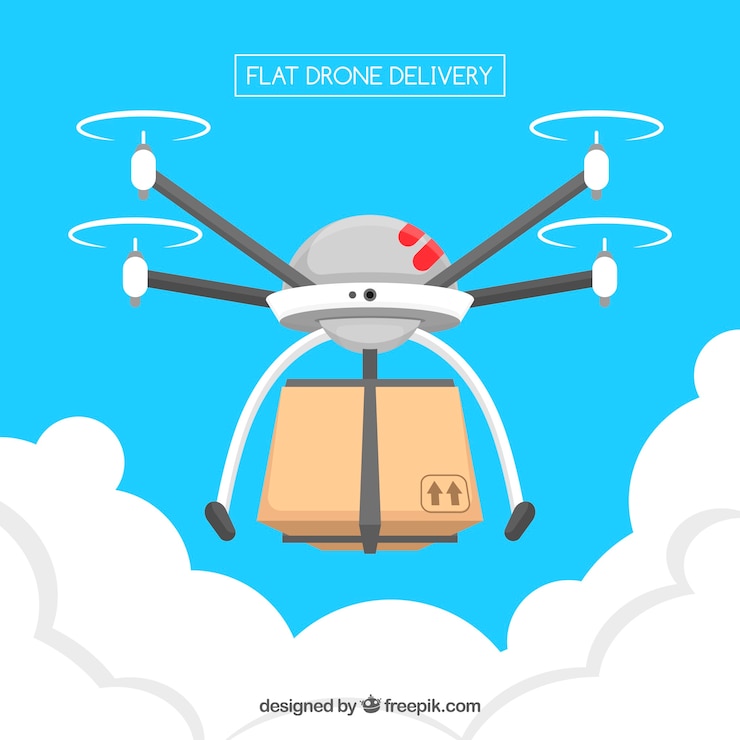 Free Vector delivery drone with lovely style
