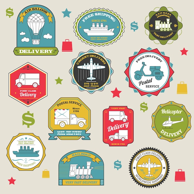 Free vector delivery emblems colored