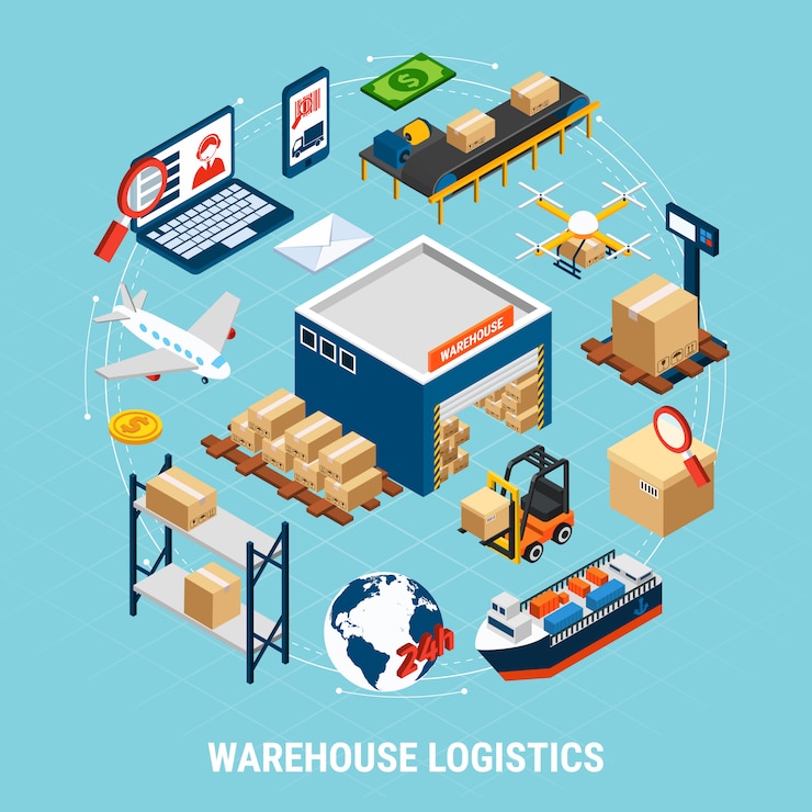 Free Vector delivery freight transport and cargoes 3d illustration