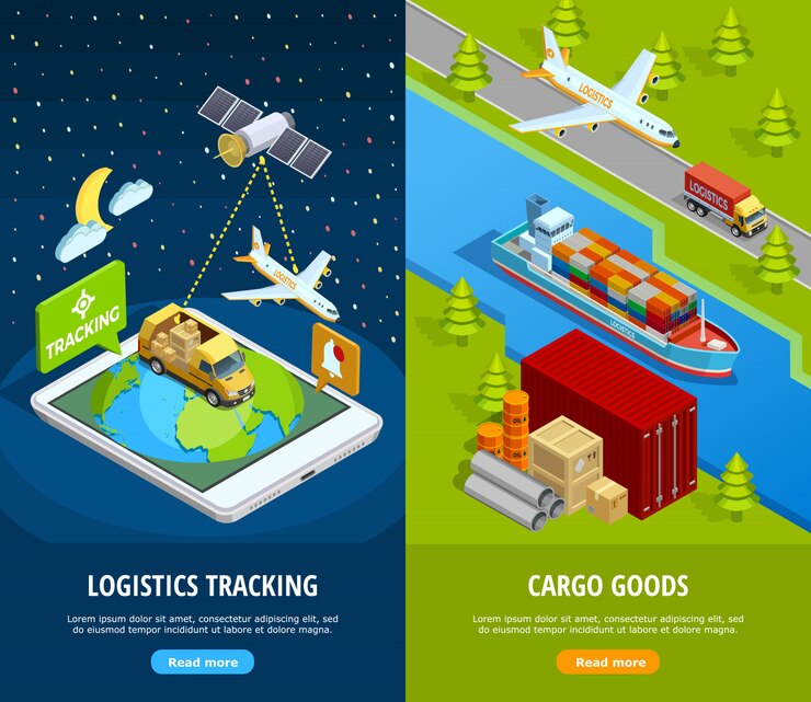 Free Vector delivery isometric vertical banners