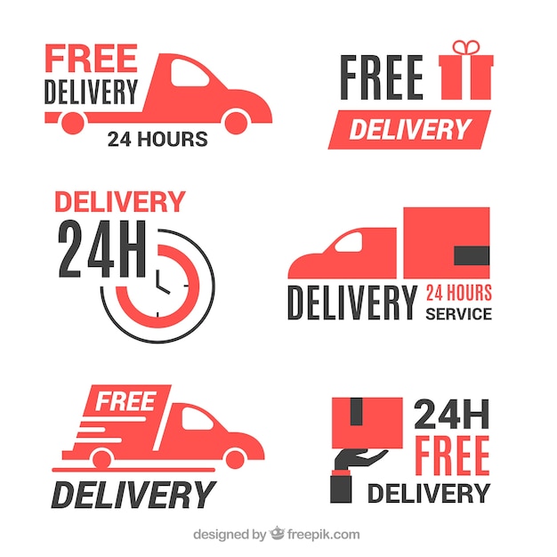 Delivery labels with flat design