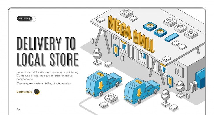 Free Vector delivery to local store isometric banner