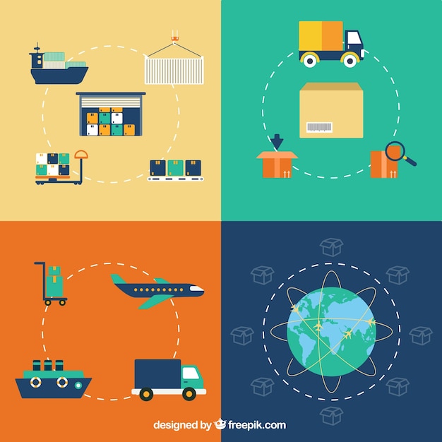 Free vector delivery logistic icons