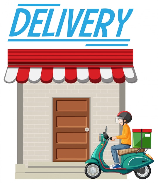 Delivery logo with bike man or courier