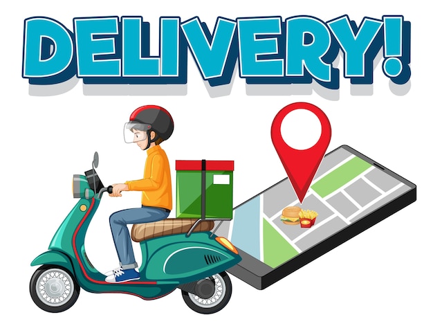 Delivery logo with bike man or courier