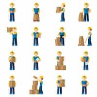 Free vector delivery man icon flat