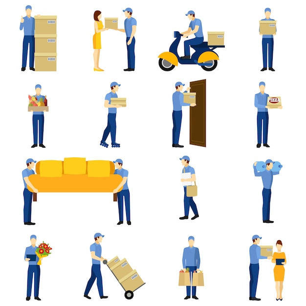 Free vector delivery man set