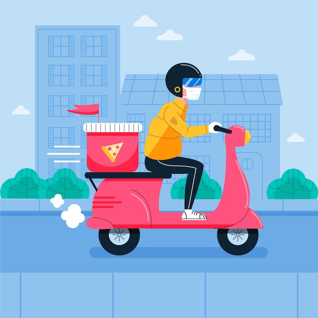 Free vector delivery man wearing mask