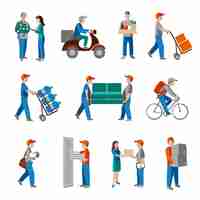 Free vector delivery person set