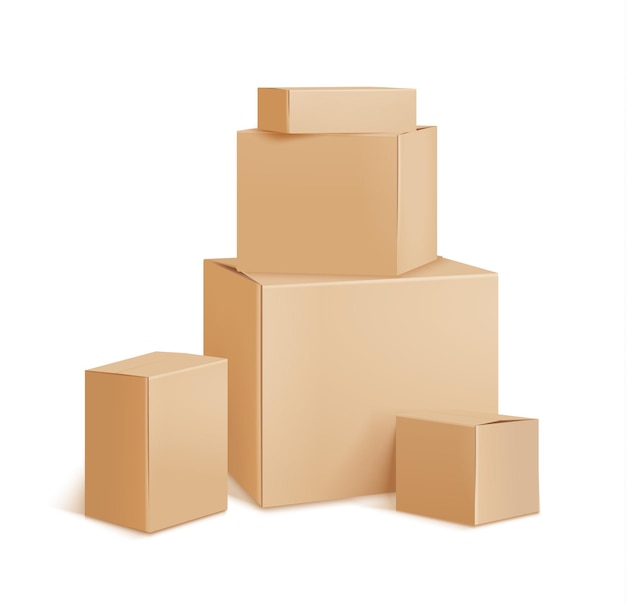 Free vector delivery plain cardboard boxes