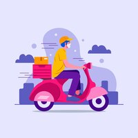 Free vector delivery service with mask concept
