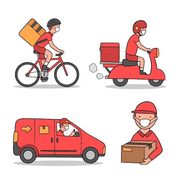 Delivery service with mask illustration design