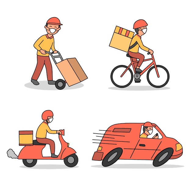 Free vector delivery service with mask illustration theme