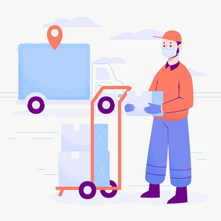 Free Vector delivery service with masks concept