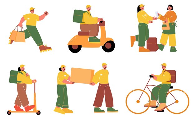 Delivery service workers couriers