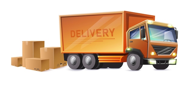 Free vector delivery track with cardboard boxes