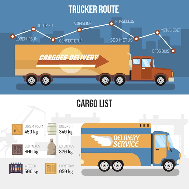 Free vector delivery trucks banners