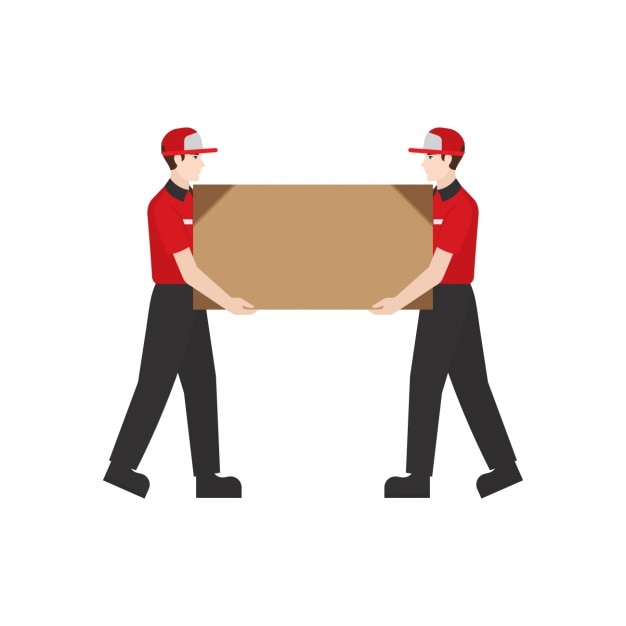 Free vector deliverymen with a parcel