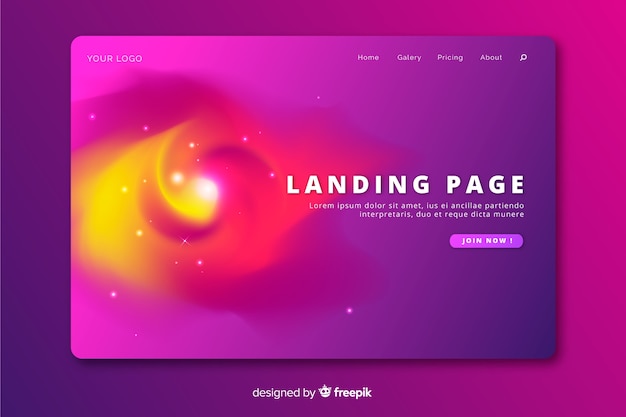 Delusion landing page with gradient