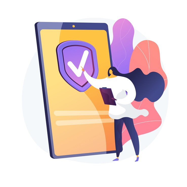On demand insurance service. Digital insurer, mobile app, innovative business model. Female customer ordering insurance policy online. Vector isolated concept metaphor illustration
