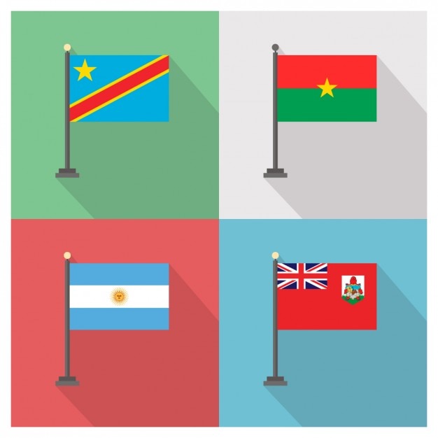 Free vector democratic republic of the congo burkina faso argentina and bermuda flags