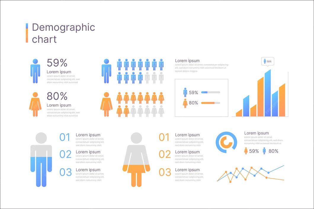 Free Vector Demographic chart infographic design template