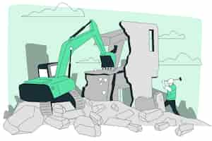 Free vector demolition concept illustration