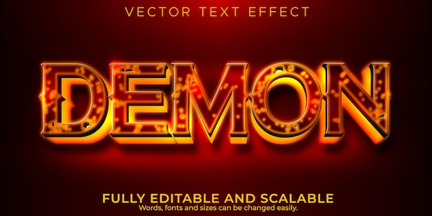 Free vector demon devil text effect, editable red and horror text style