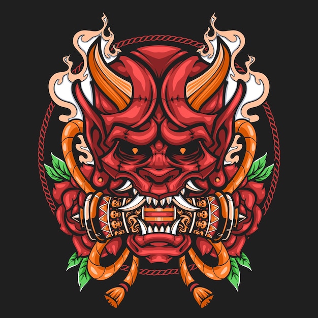 demon japanese red oni illustration