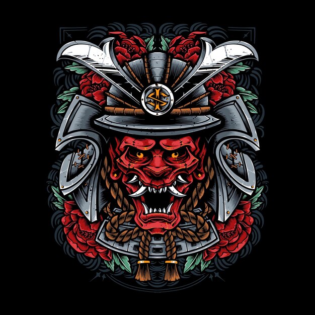 Free vector demon oni samurai vector illustration