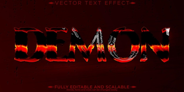 Free vector demon text effect editable evil and supernatural customizable font style
