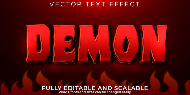 Текстовый эффект демона редактируемый стиль текста ужаса и крови
