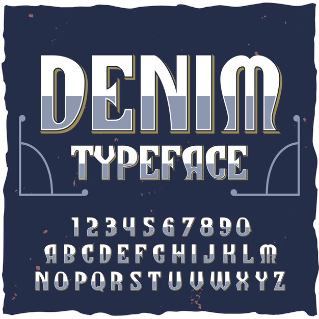 Denim alphabet with retro style text