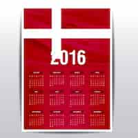 Vettore gratuito danimarca il calendario del 2016