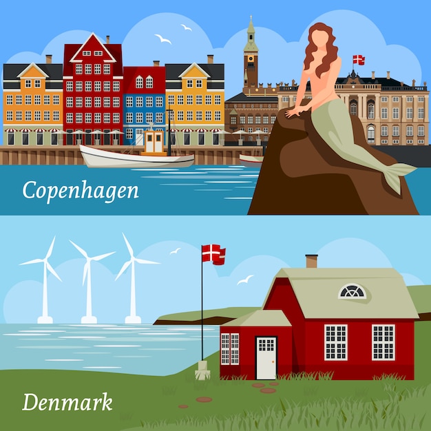Бесплатное векторное изображение Дания flat style композиции