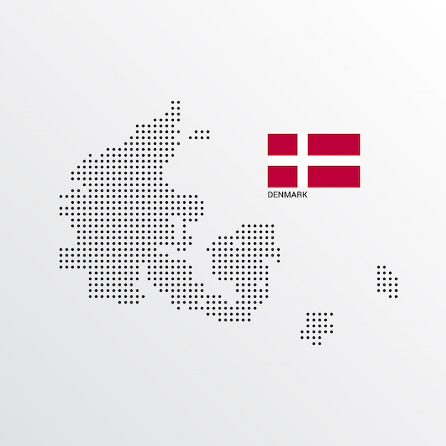 Бесплатное векторное изображение Дания дизайн карты с флагом и светлым фоном