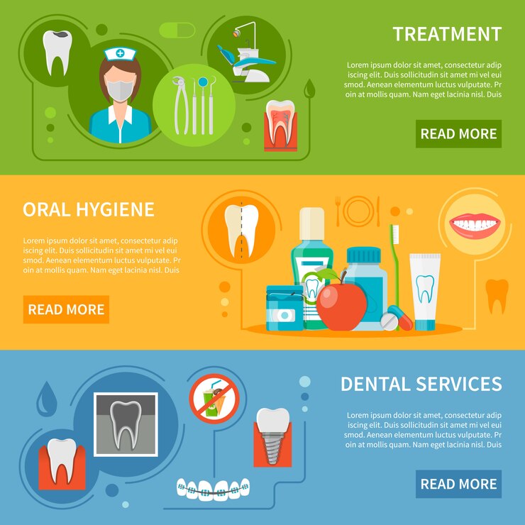 Free Vector dental care banners set 