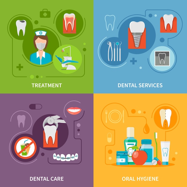 Dental care concept elements set