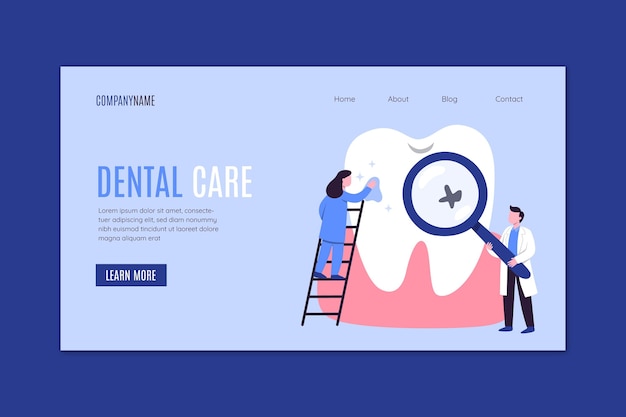 Free vector dental care landing page template