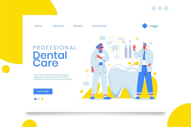 Free vector dental care landing page template