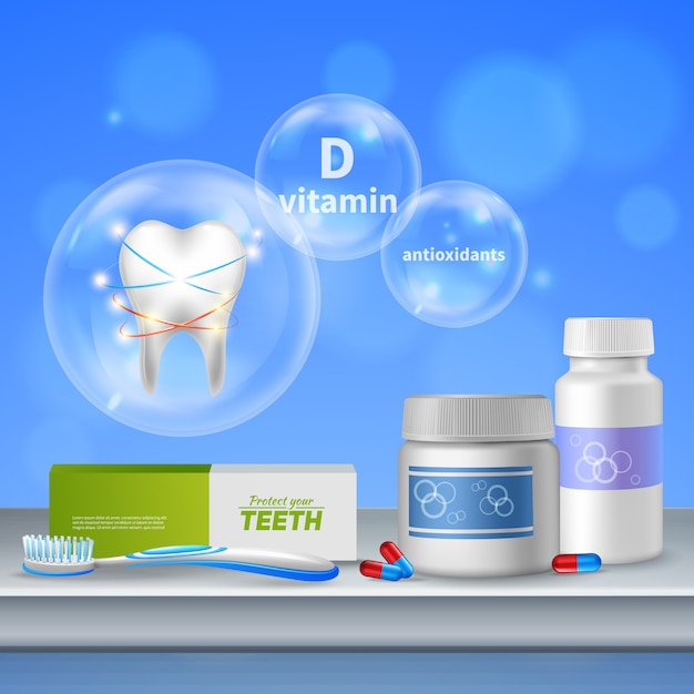健康な歯茎、酸化防止剤、ビタミン製品を維持する歯を保護する歯科医療口腔衛生現実的組成物